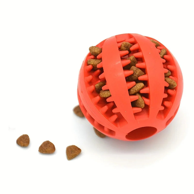 Treat Dispensing Dog Ball – Interactive Rubber Chew Toy for Boredom Relief