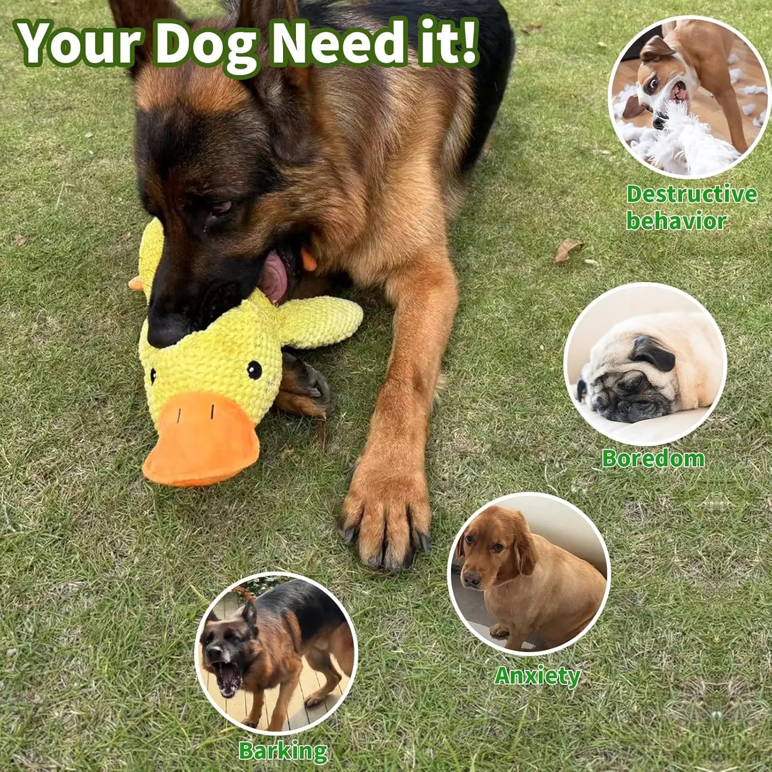 Squeaky Duck Dog Toy – Soft Plush Chew & Comfort Toy for Small & Large Dogs