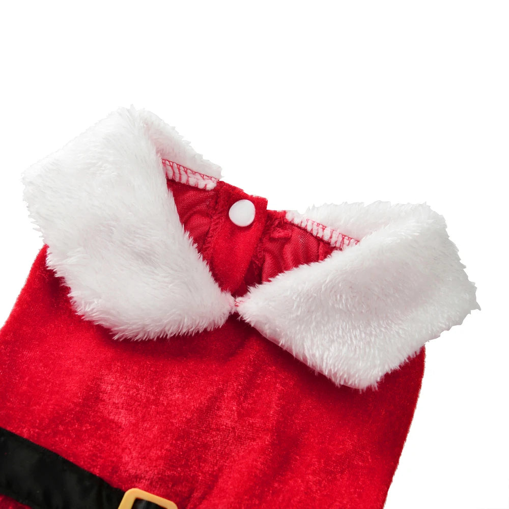 Santa Christmas Dog Costume Dress – Red Festive Outfit