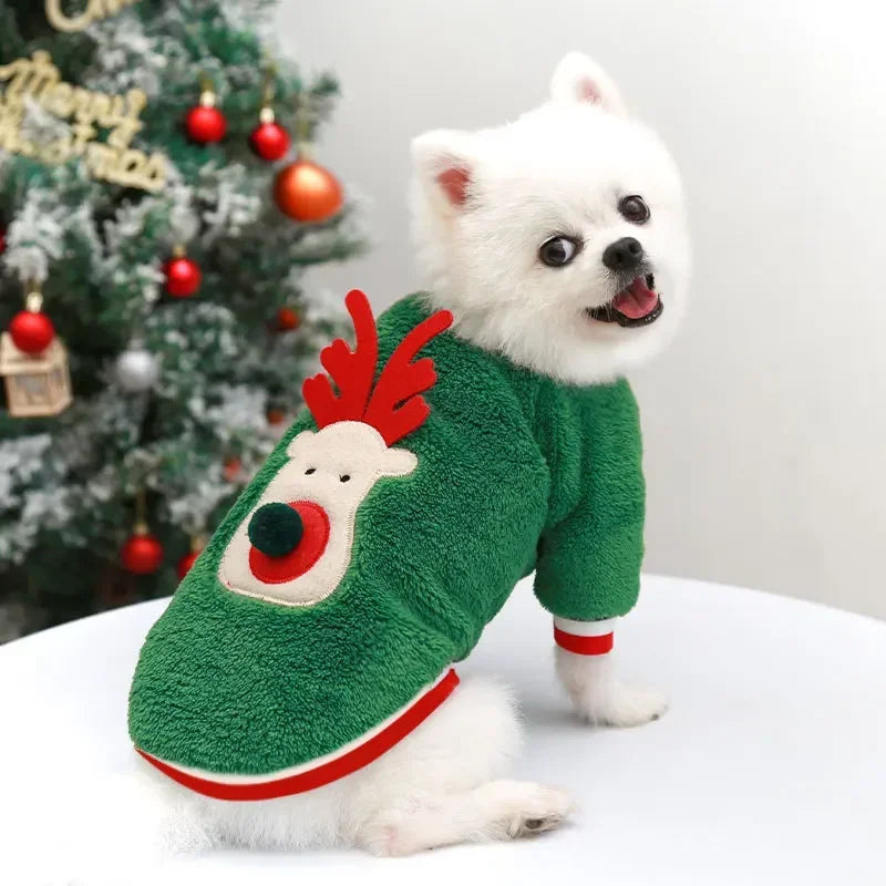 Christmas Dog Hoodie – Red & Green Festive Clothing