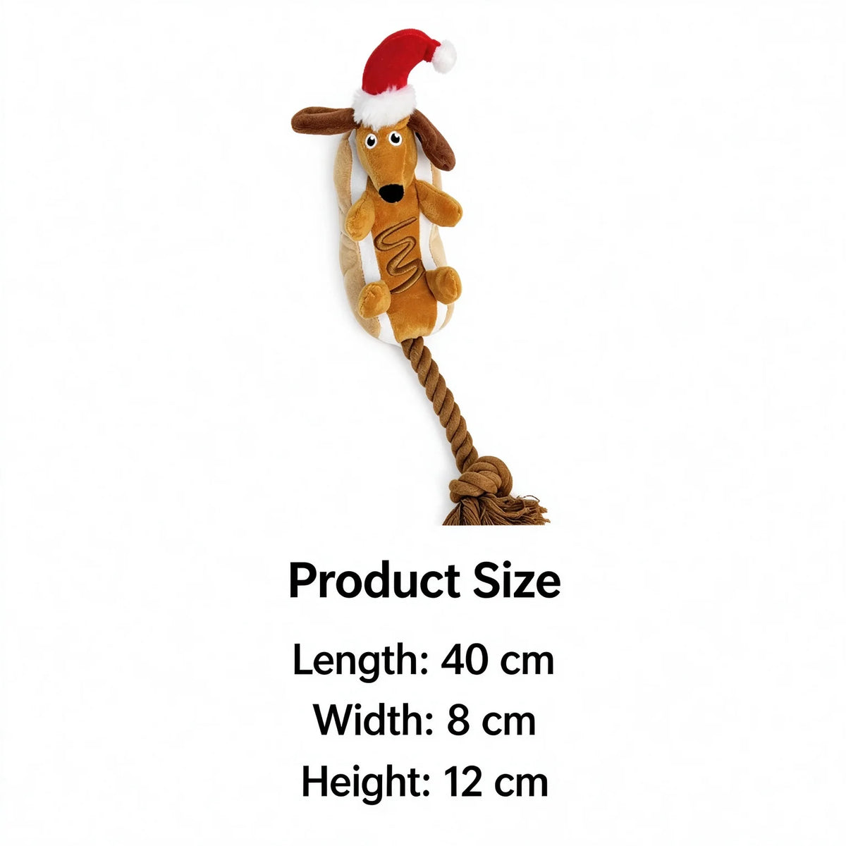 Christmas Dachshund Dog Toy – Plush Squeaky Rope Toy