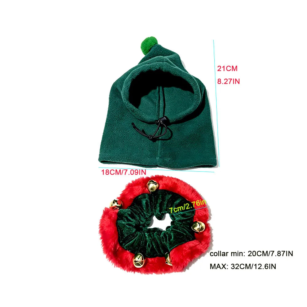 Christmas Dog Hat & Collar Set – Green Festive Accessory
