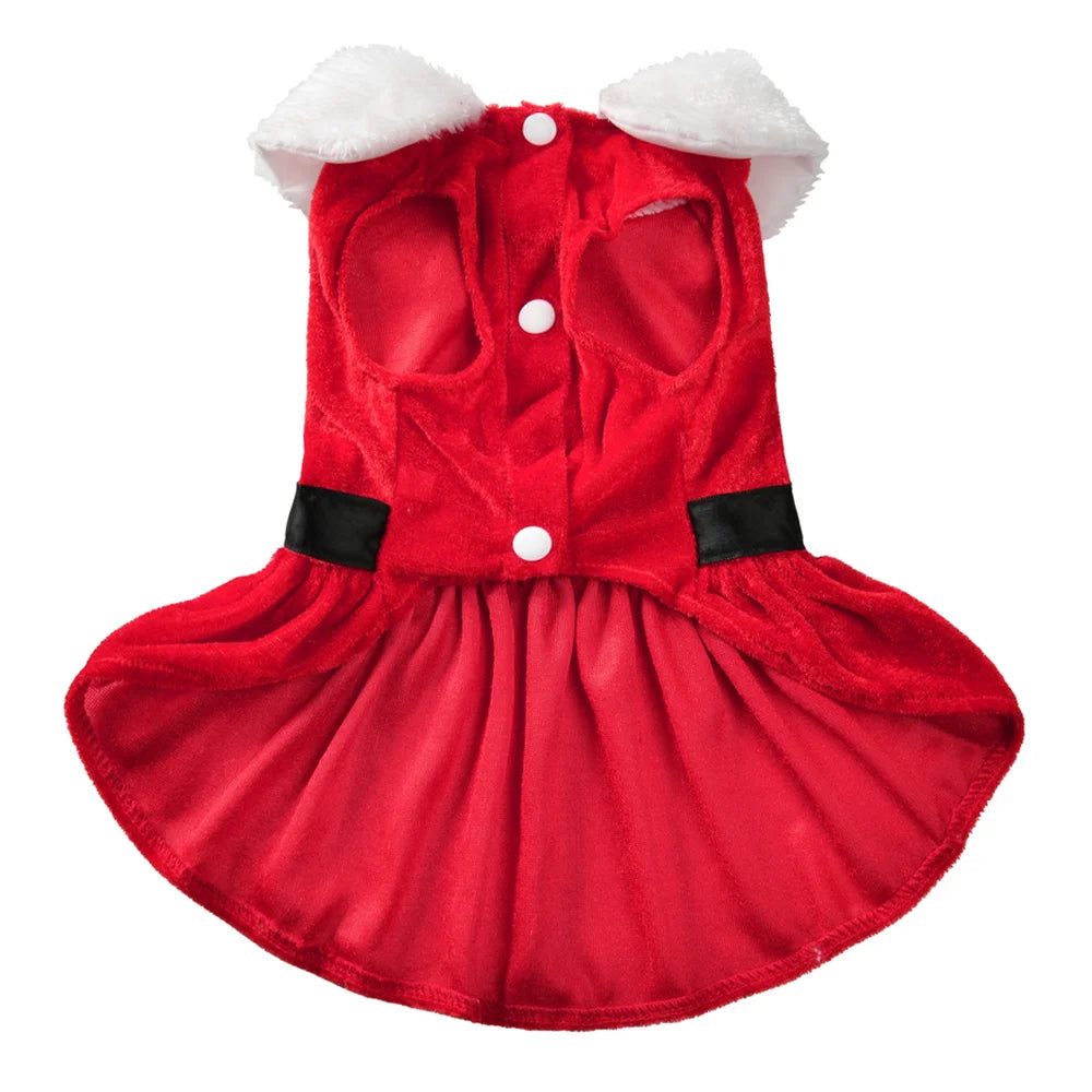 Santa Christmas Dog Costume Dress – Red Festive Outfit
