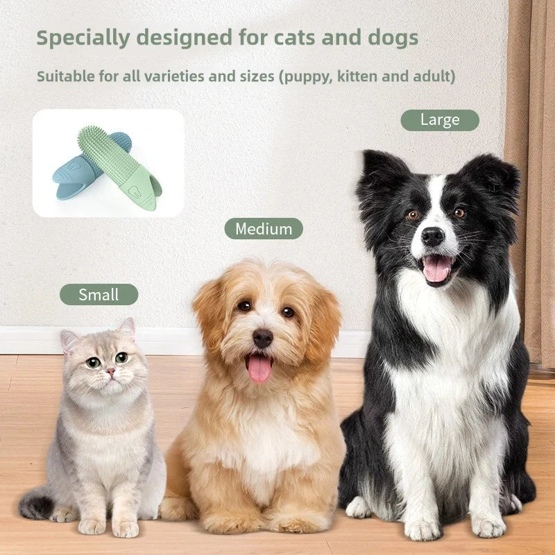 360° Silicone Dog Finger Toothbrush – Gentle Dental Cleaning Brush for Dogs & Cats