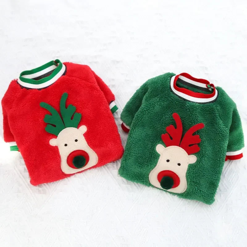 Christmas Dog Hoodie – Red & Green Festive Clothing