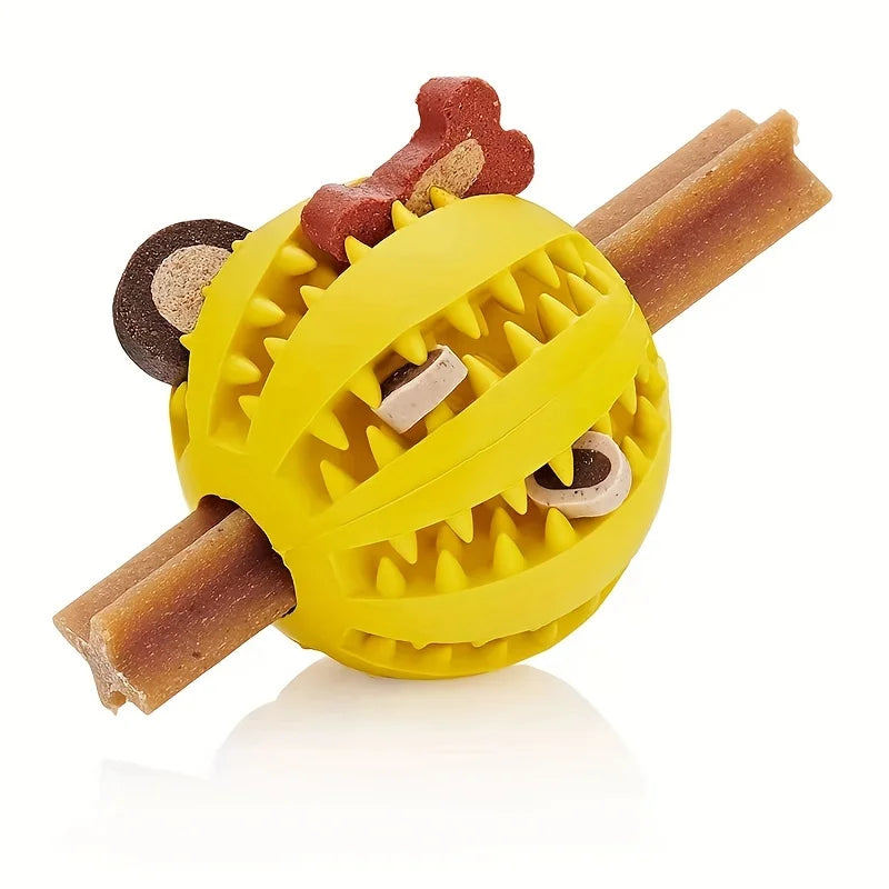 Treat Dispensing Dog Ball – Interactive Rubber Chew Toy for Boredom Relief