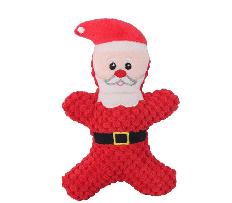 Christmas Plush Dog Toys – Gingerbread, Santa & Reindeer