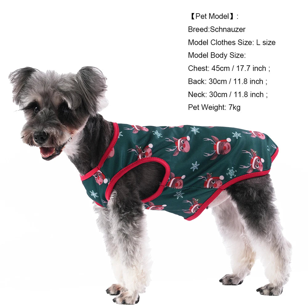 Christmas Dog T-Shirt – Deer & Snowman Print
