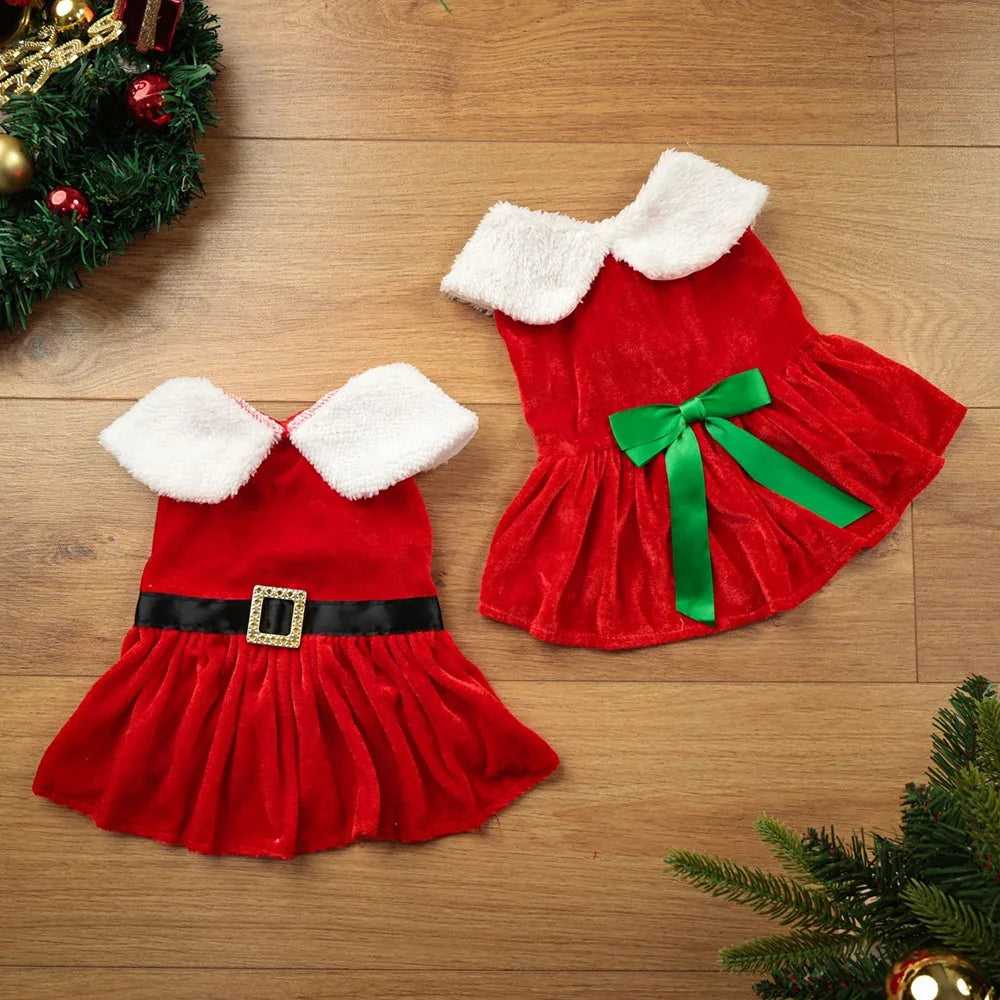 Festive Christmas Dog Dress – Holiday Party Outfit