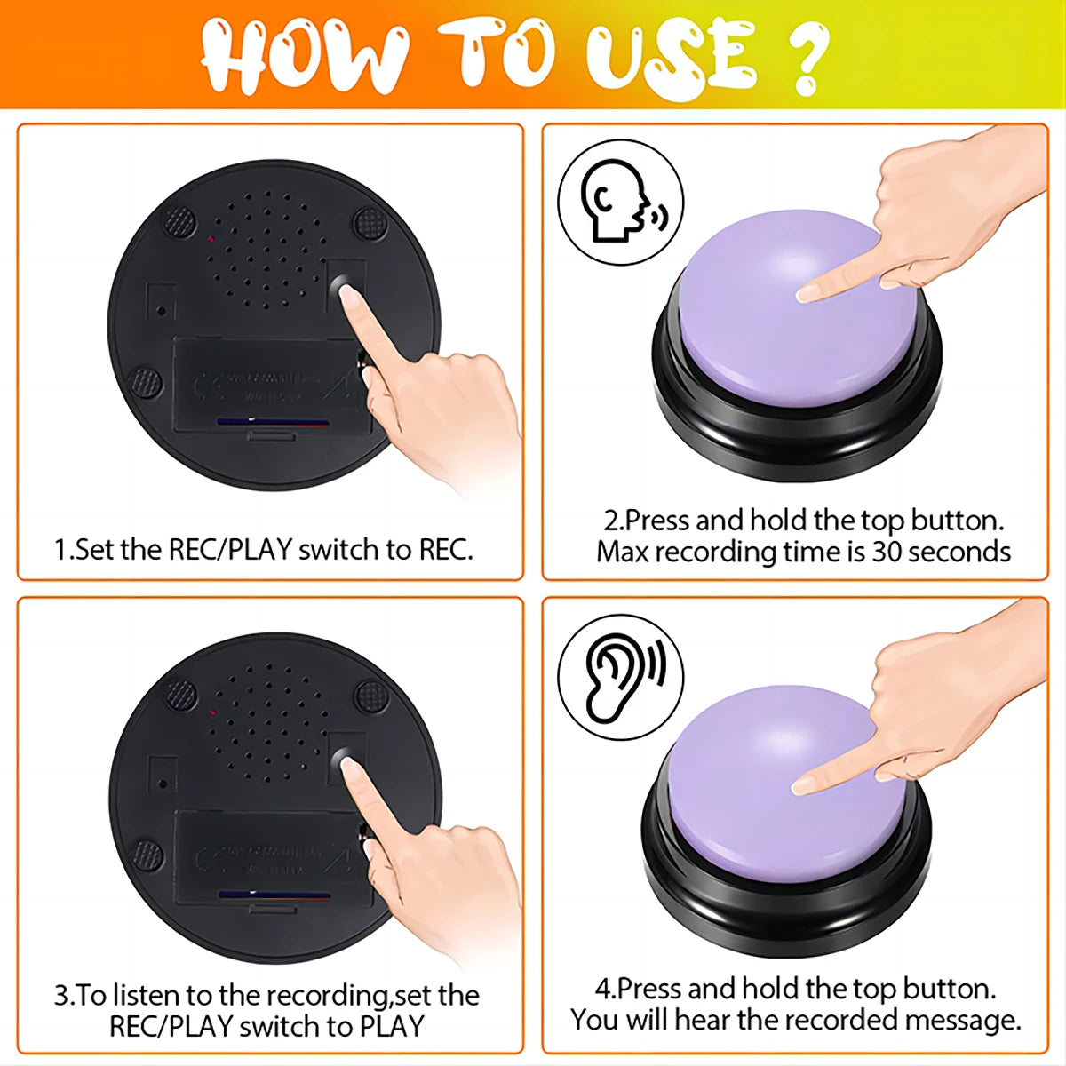 Recordable Dog Talking Button – Interactive Voice Training Toy for Dogs