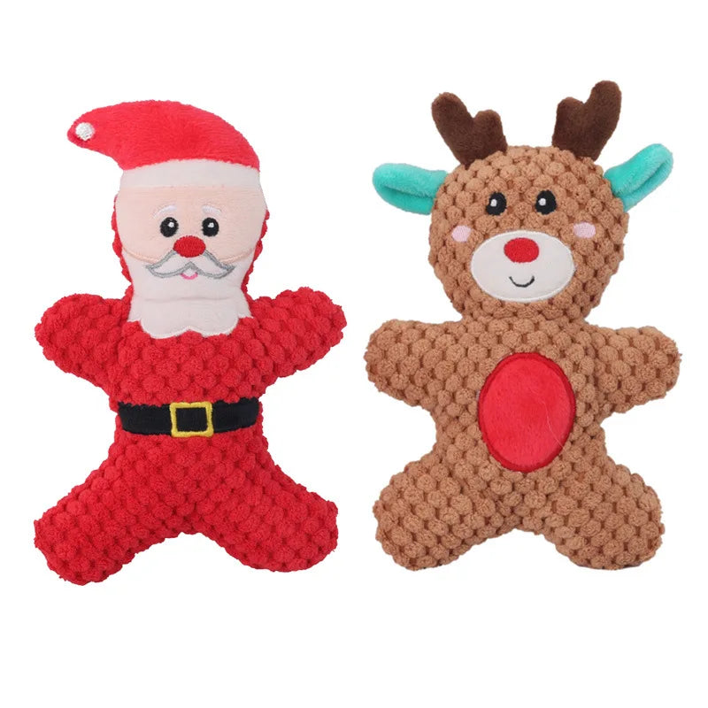 Christmas Plush Dog Toys – Gingerbread, Santa & Reindeer