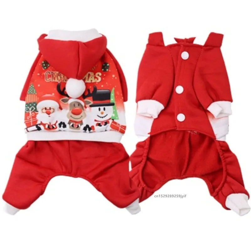 Christmas Dog Hoodie with Antlers – Red Festive Costume