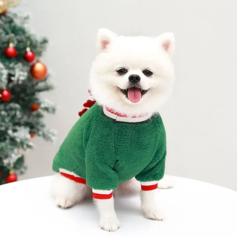 Christmas Dog Hoodie – Red & Green Festive Clothing