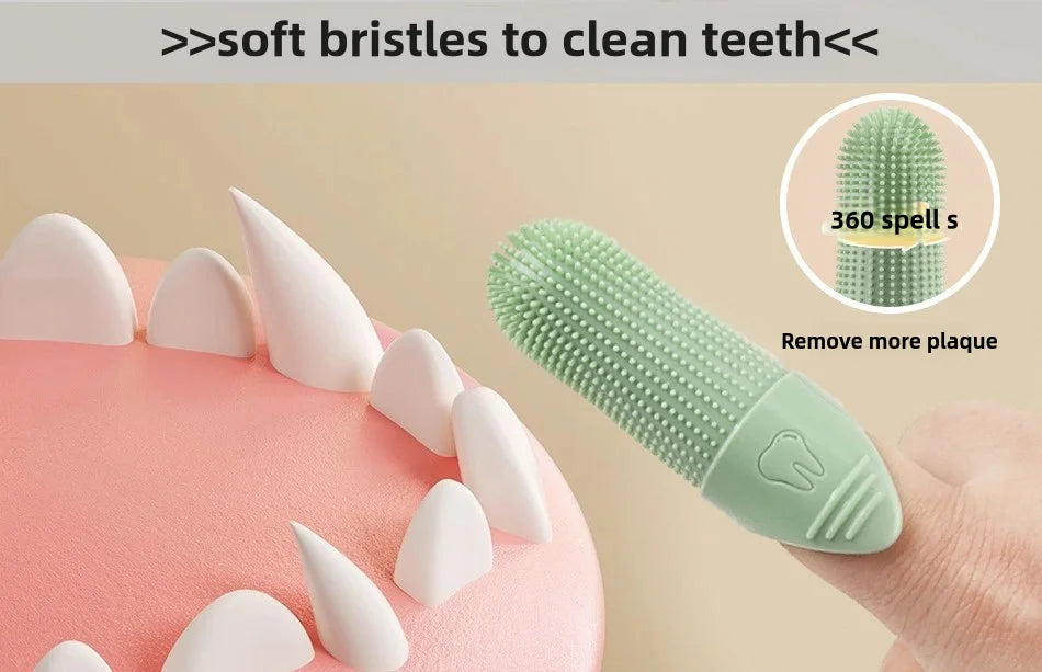 360° Silicone Dog Finger Toothbrush – Gentle Dental Cleaning Brush for Dogs & Cats