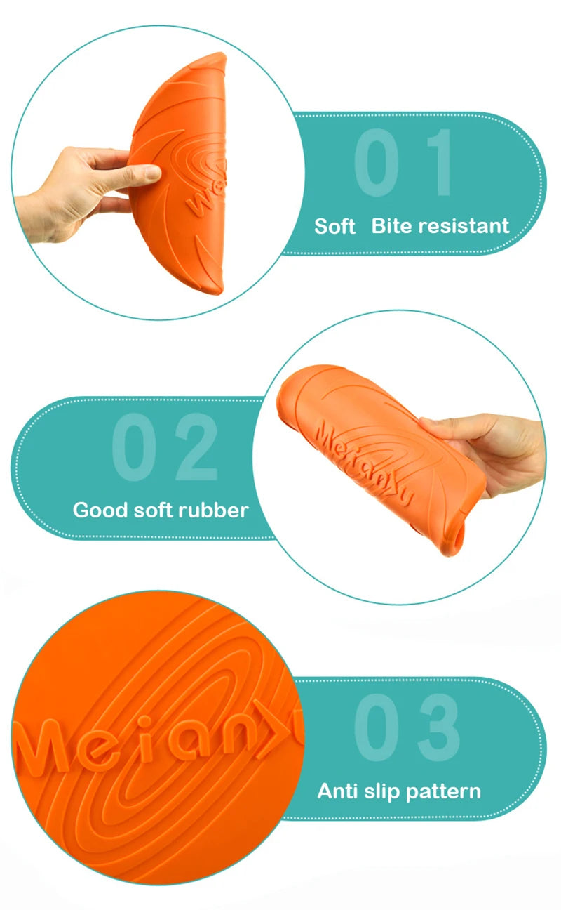 Silicone Dog Flying Disc – Soft Fetch Toy for Outdoor Play & Training