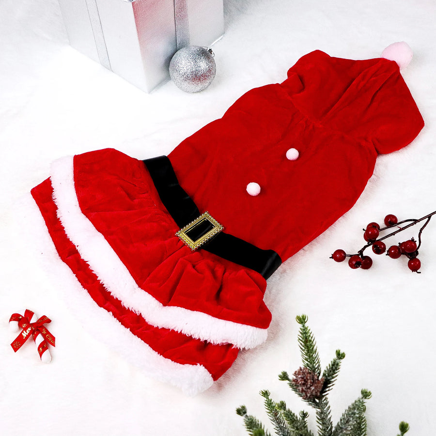 Santa Christmas Dog Dress – Red Festive Pet Outfit