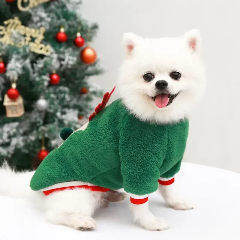 Christmas Dog Hoodie – Red & Green Festive Clothing