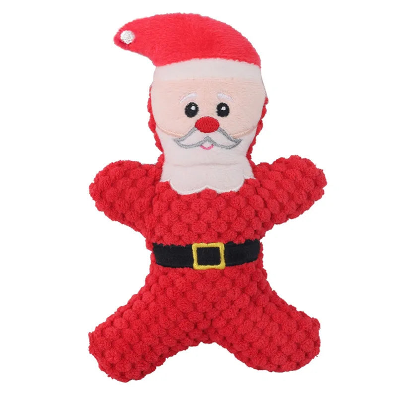 Christmas Plush Dog Toys – Gingerbread, Santa & Reindeer