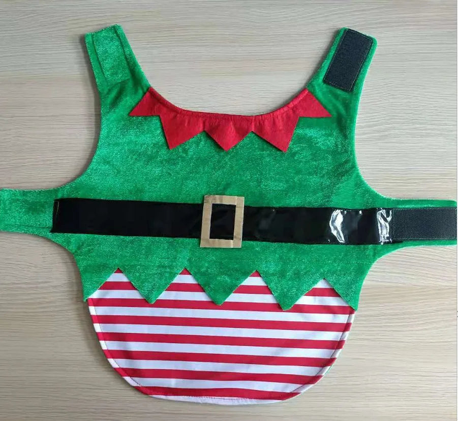Christmas Elf Dog Costume – Striped Festive Outfit