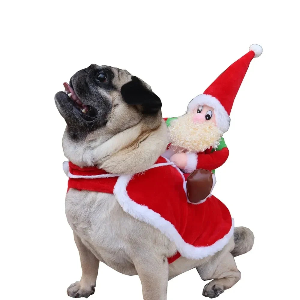 Santa Riding Dog Costume – Funny Christmas Pet Outfit