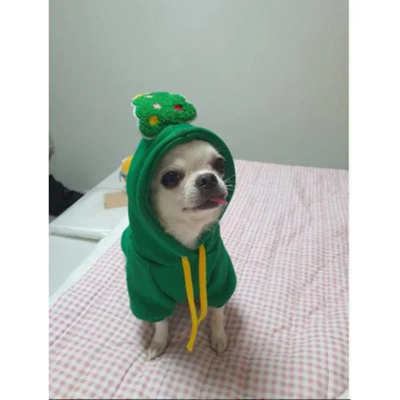 Christmas Dog Hoodie – Red & Green Festive Clothing