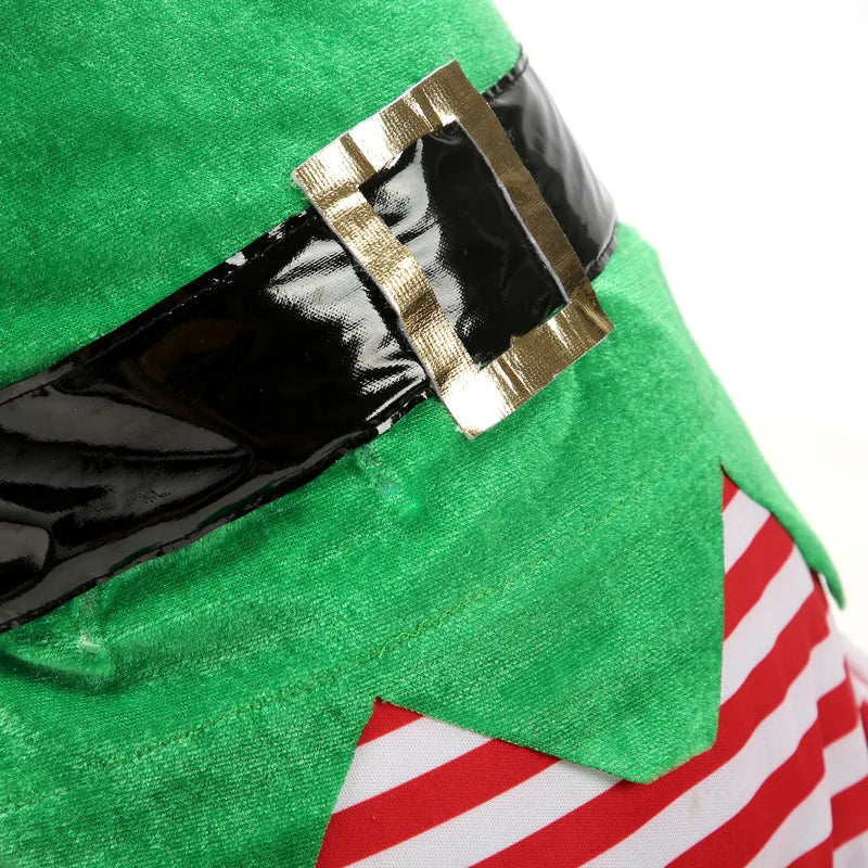Christmas Elf Dog Costume – Striped Festive Outfit