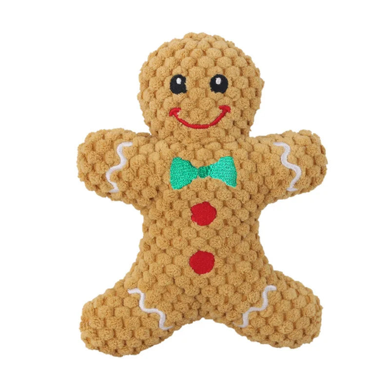 Christmas Plush Dog Toys – Gingerbread, Santa & Reindeer