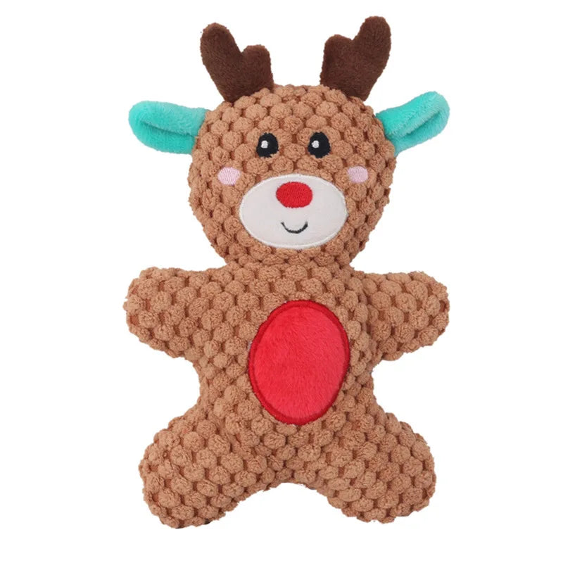Christmas Plush Dog Toys – Gingerbread, Santa & Reindeer