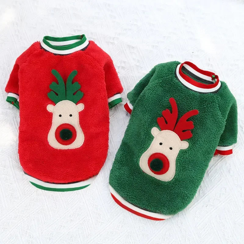 Christmas Dog Hoodie – Red & Green Festive Clothing
