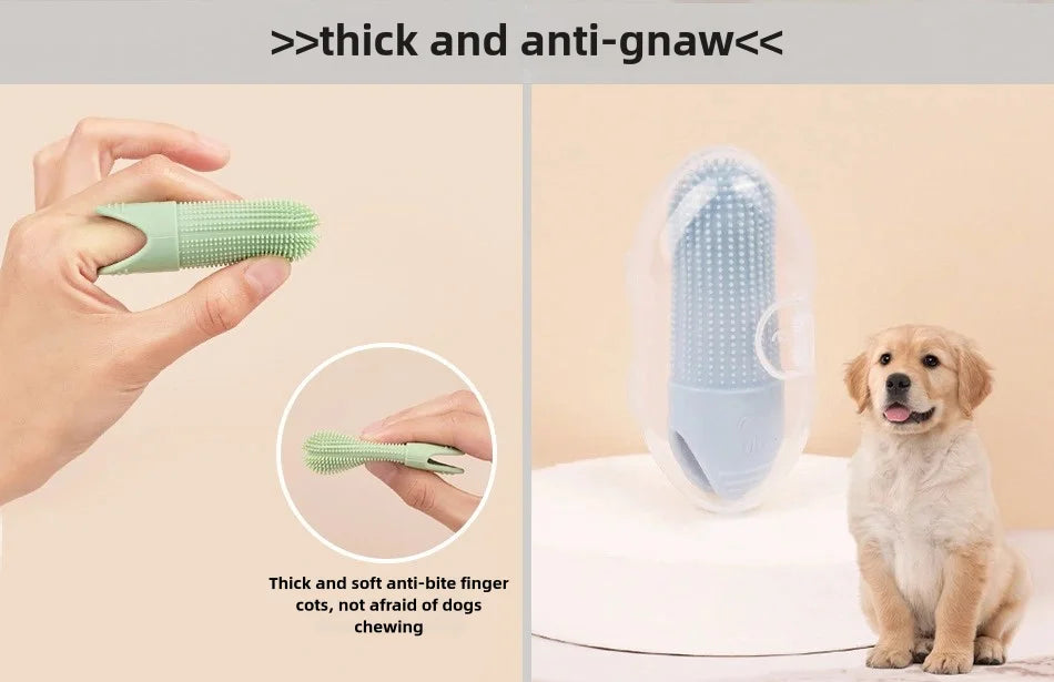 360° Silicone Dog Finger Toothbrush – Gentle Dental Cleaning Brush for Dogs & Cats
