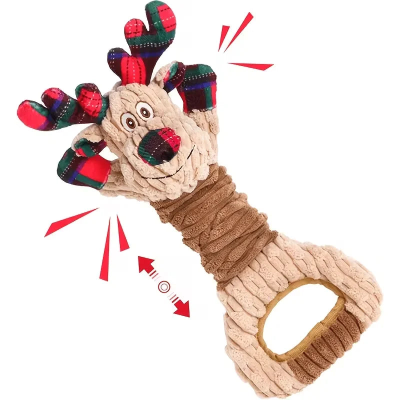 Christmas Reindeer Dog Toy – Plush Squeaky & Crinkle