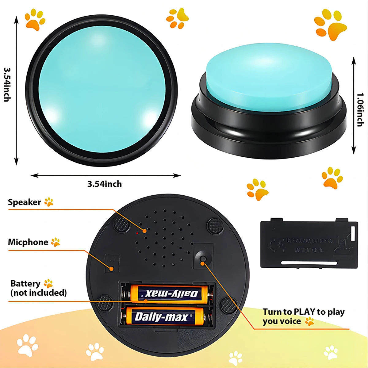 Recordable Dog Talking Button – Interactive Voice Training Toy for Dogs