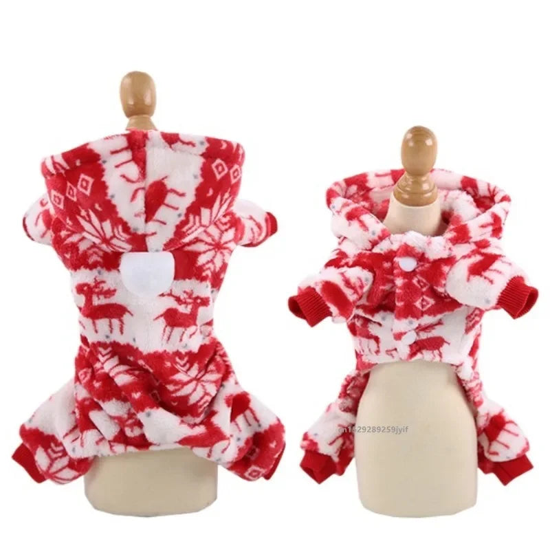 Christmas Dog Hoodie with Antlers – Red Festive Costume