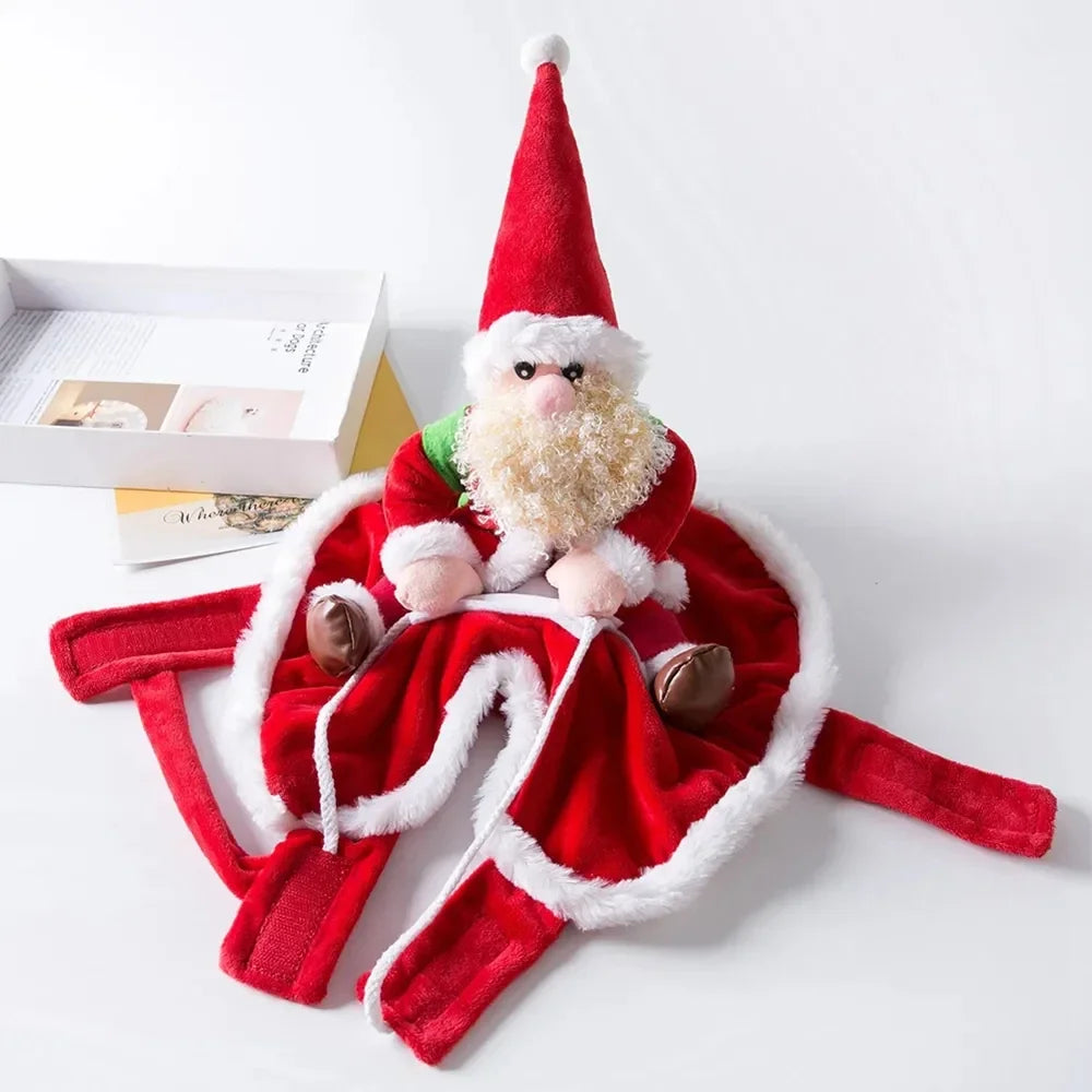 Santa Riding Dog Costume – Funny Christmas Pet Outfit