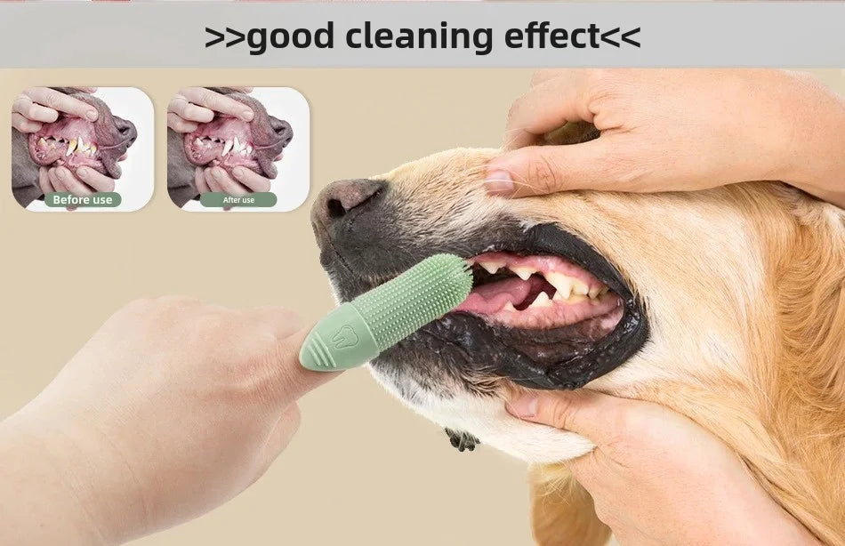 360° Silicone Dog Finger Toothbrush – Gentle Dental Cleaning Brush for Dogs & Cats
