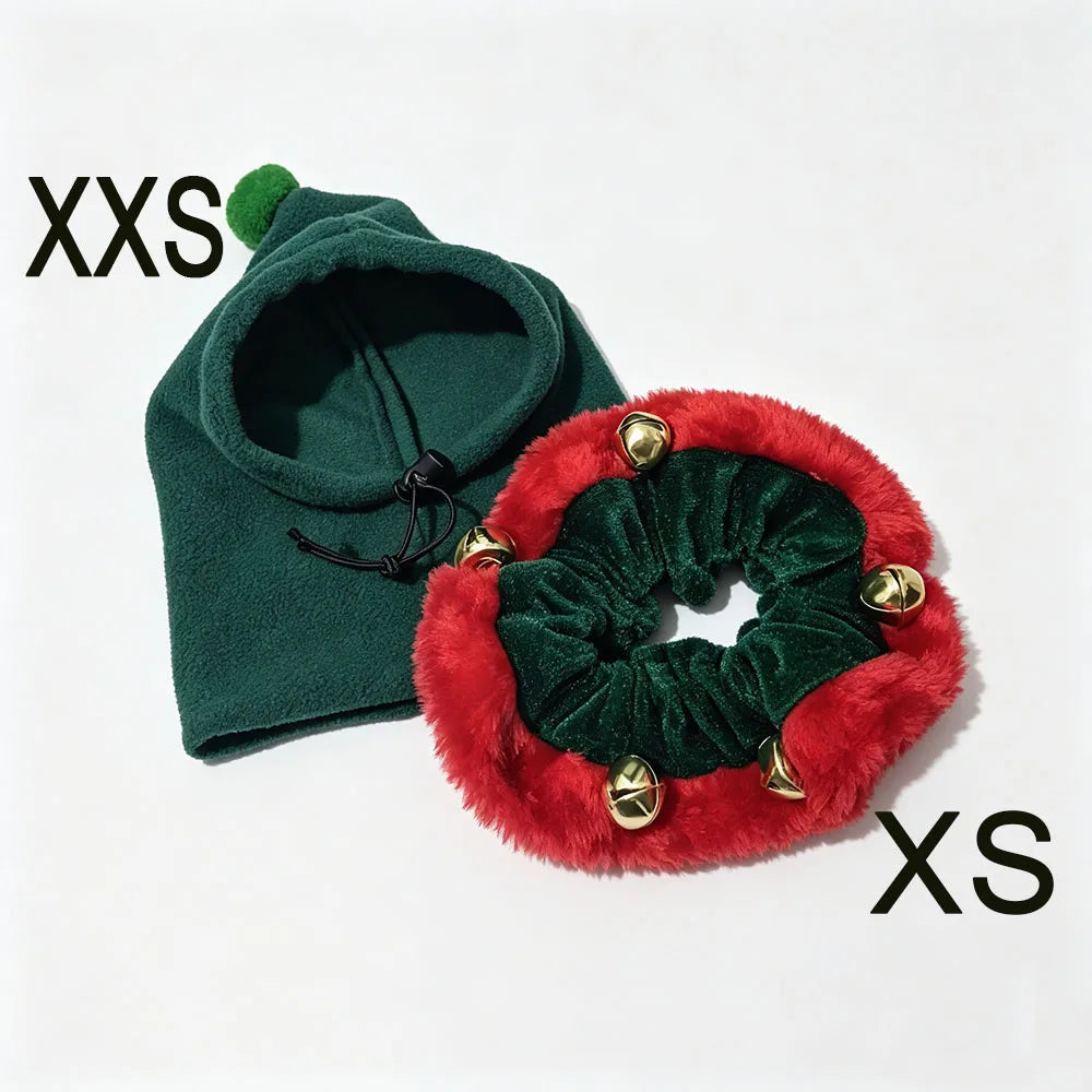 Christmas Dog Hat & Collar Set – Green Festive Accessory