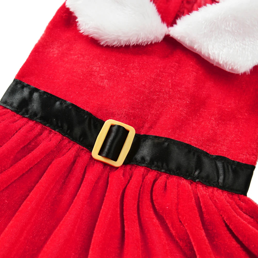 Santa Christmas Dog Costume Dress – Red Festive Outfit