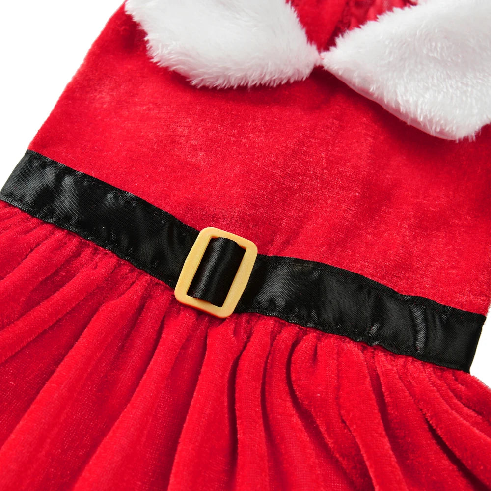 Santa Christmas Dog Costume Dress – Red Festive Outfit