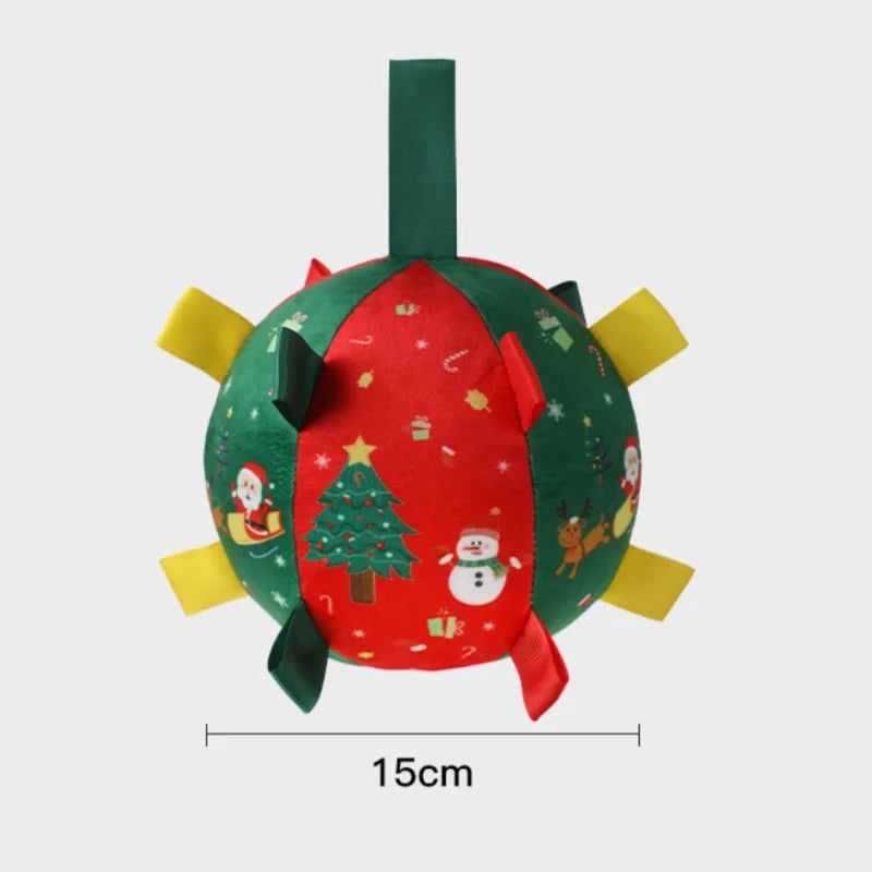Christmas Squeaky Dog Ball – Red Festive Toy