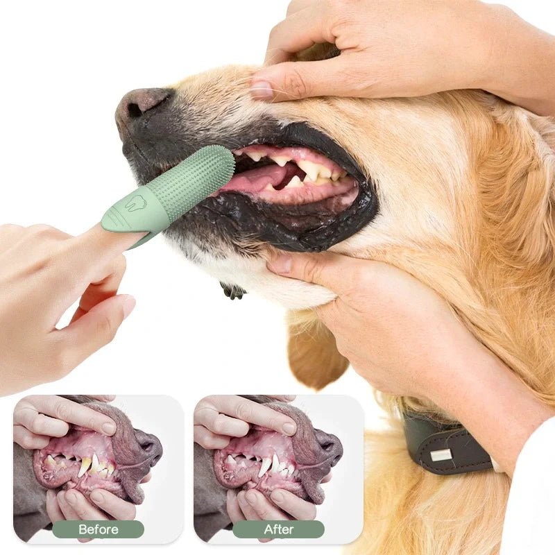 360° Silicone Dog Finger Toothbrush – Gentle Dental Cleaning Brush for Dogs & Cats
