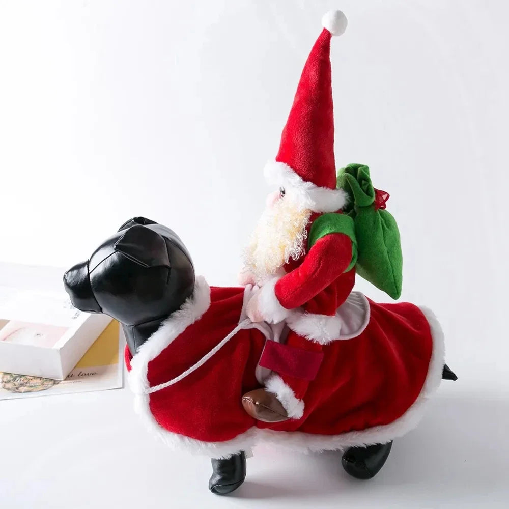 Santa Riding Dog Costume – Funny Christmas Pet Outfit